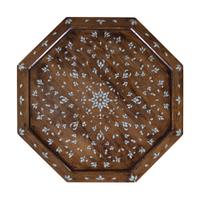 A Syrian Mother-of-Pearl and Metal Inlaid Walnut Table
