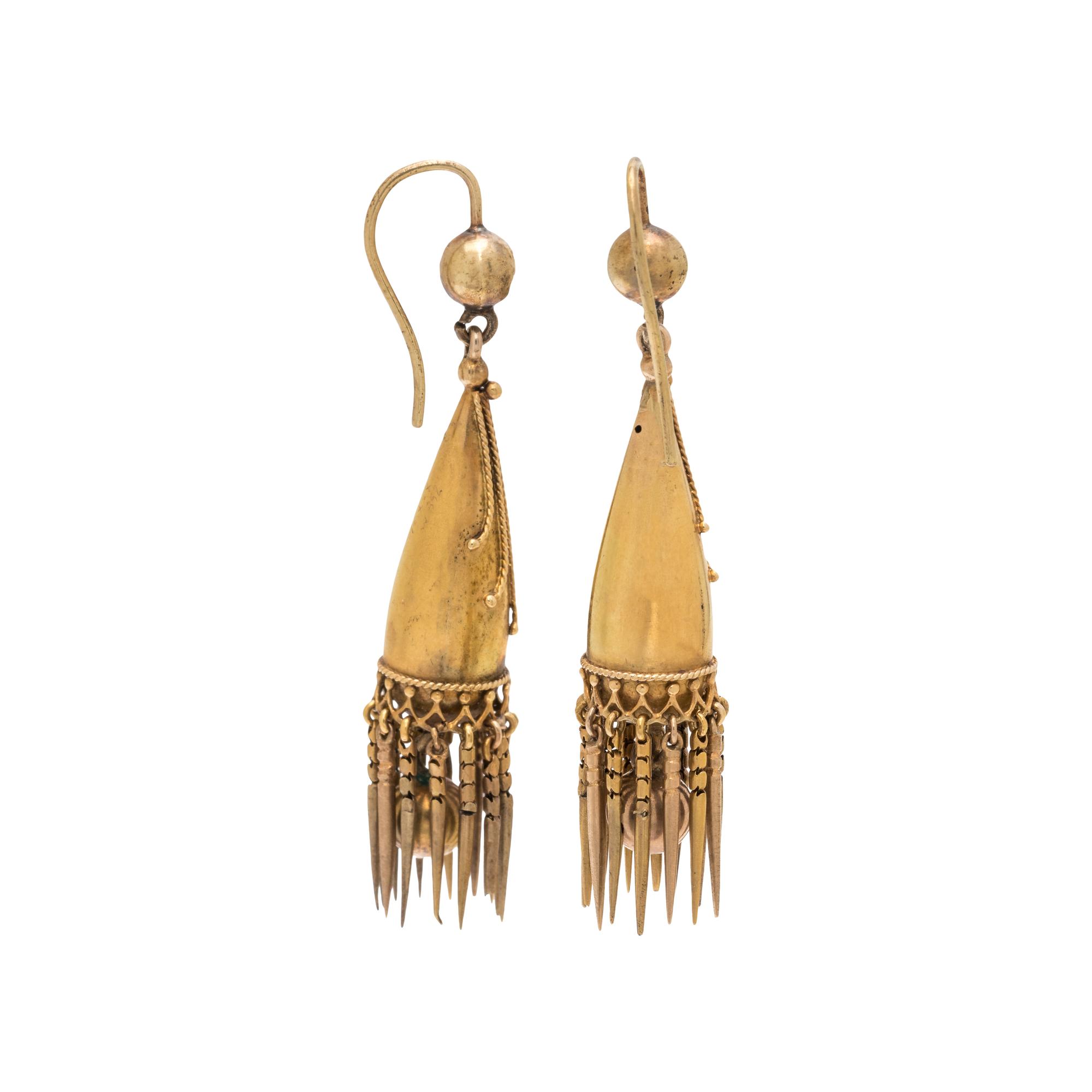 ETRUSCAN REVIVAL, YELLOW GOLD EARRINGS