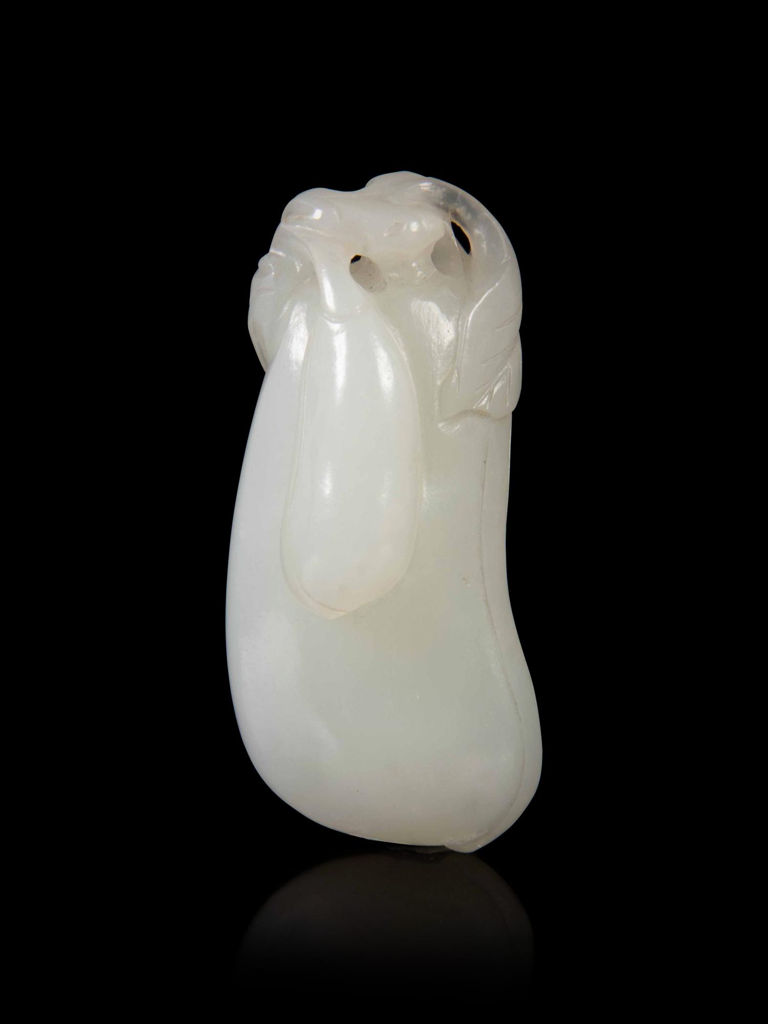 A Chinese White Jade Eggplant Pendant