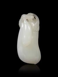 A Chinese White Jade Eggplant Pendant