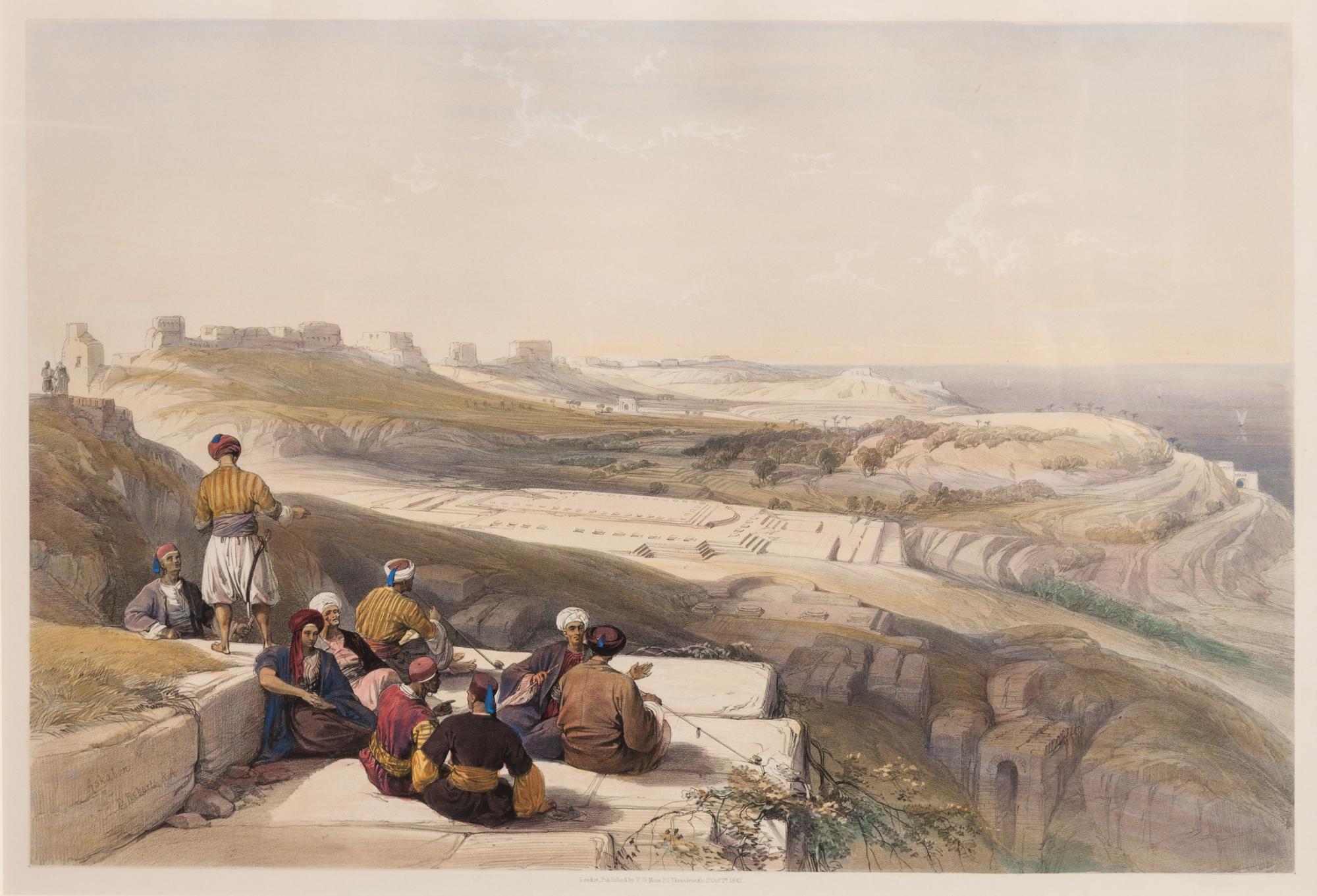 David Roberts, (British, 1796-1864), Six book plates Views of the Holy Land, comprising Approach to Mount Sinai, Jacob's Well at Sheche