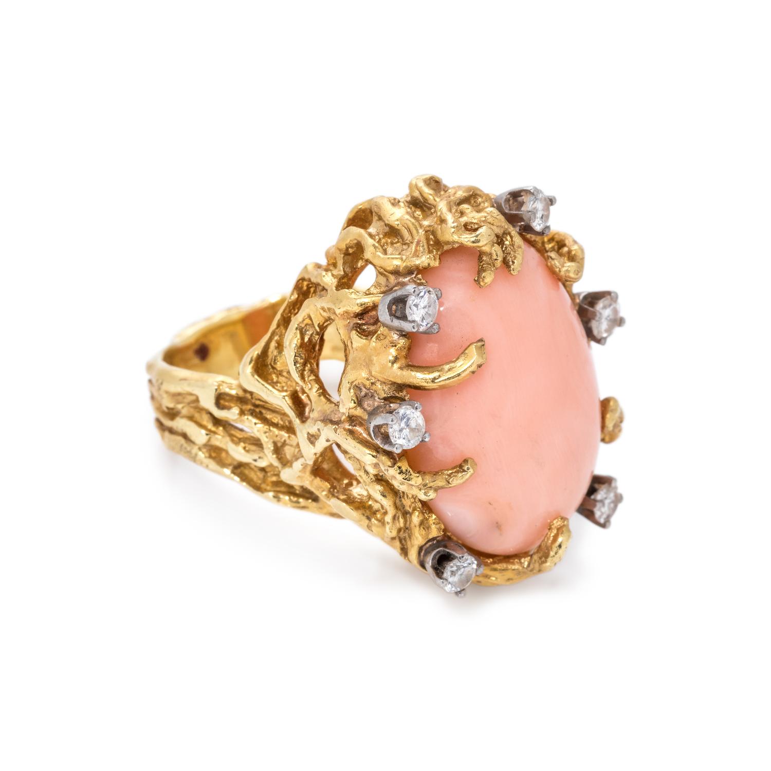 CORAL AND DIAMOND RING