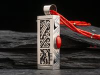 Heavy Reversible Silver and Coral Necklace
