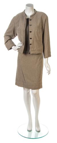 A Chanel Taupe Cotton Tweed Skirt Suit,
