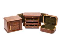 A Group of Three Gucci Burlwood Jewelry Cases