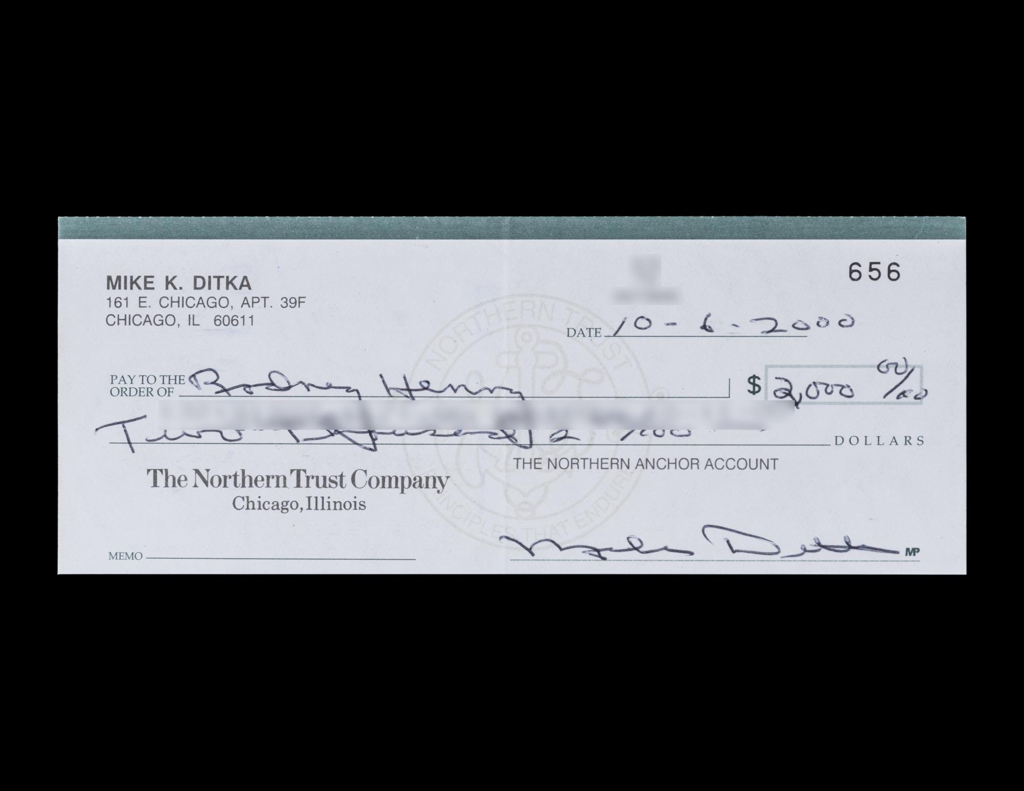 A Group of 50 Mike Ditka Signed Autograph Personal Checks