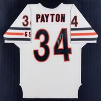 A Walter Payton Signed Autograph Chicago Bears Football Jersey Display (Beckett Authentication Services BAS Certified),