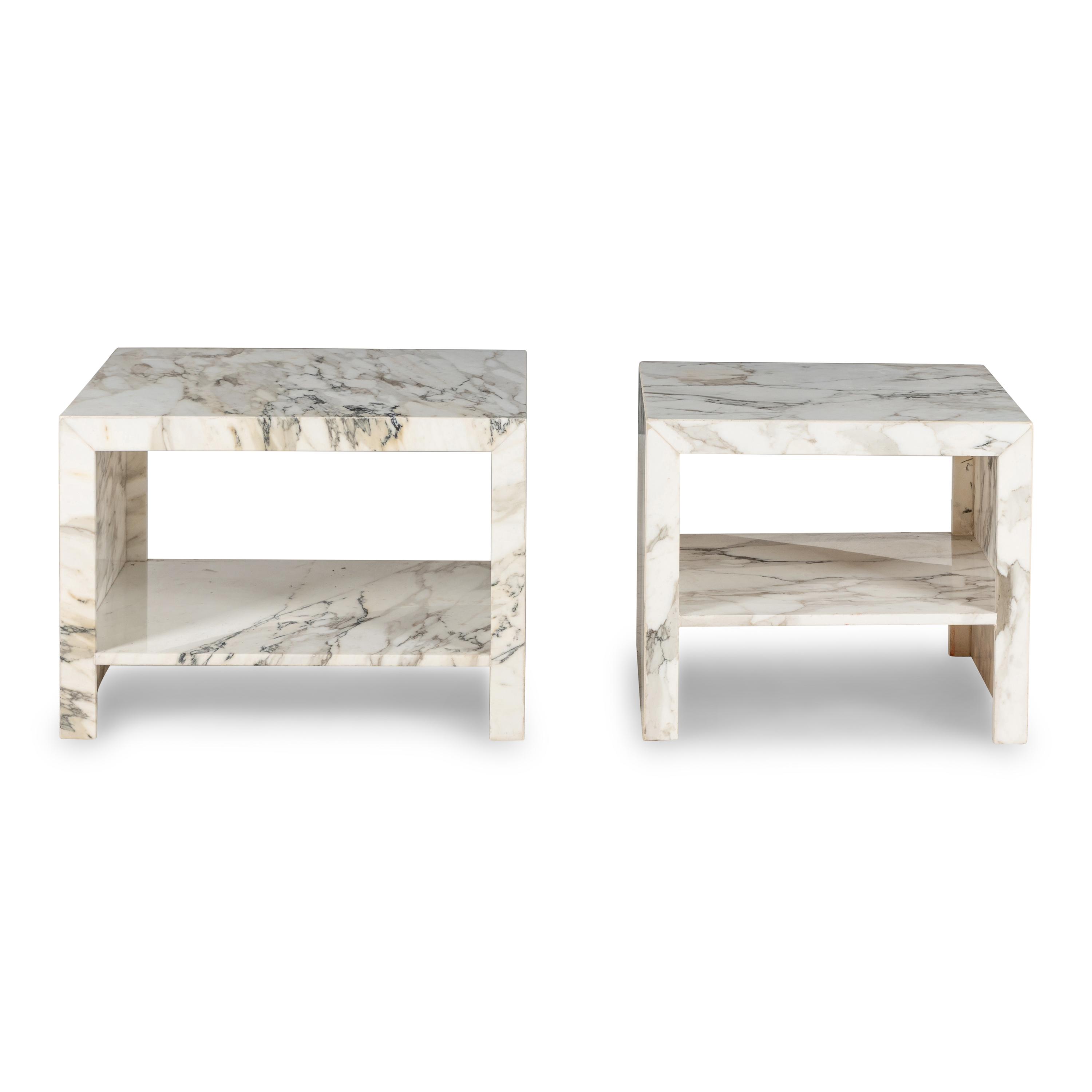 Two Marble Side Tables