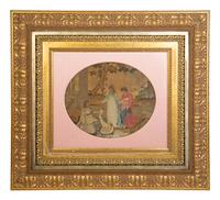 Four Needlework and Silk Pictures
