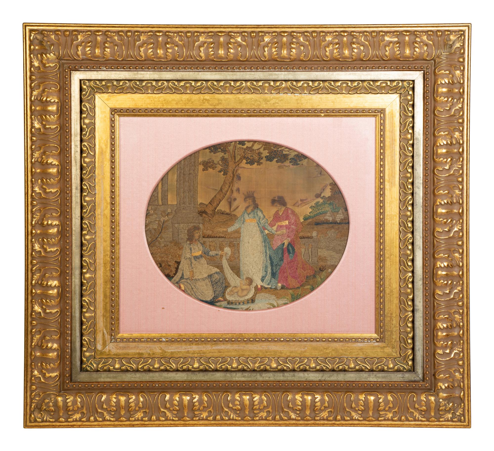 Four Needlework and Silk Pictures