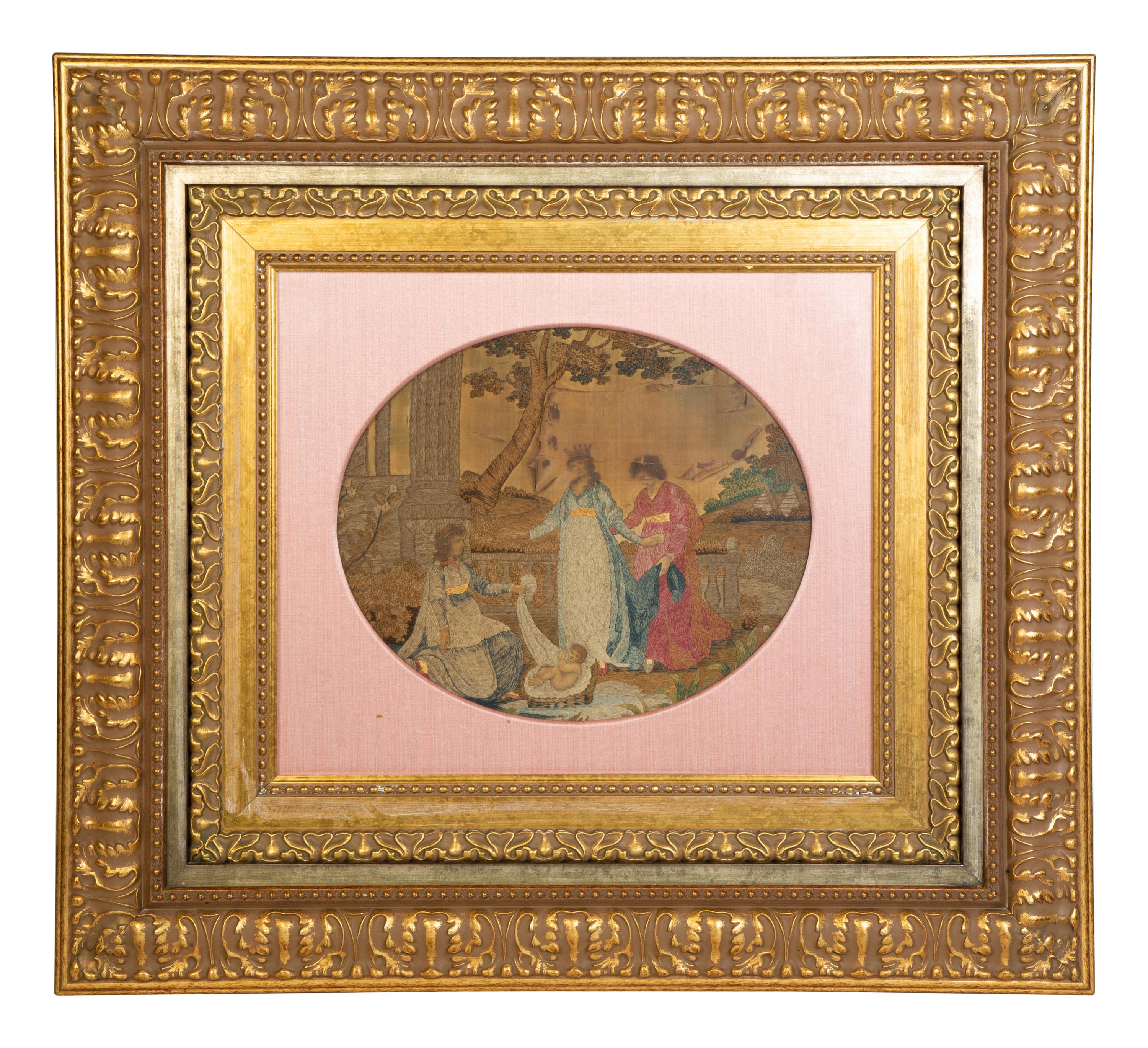 Four Needlework and Silk Pictures