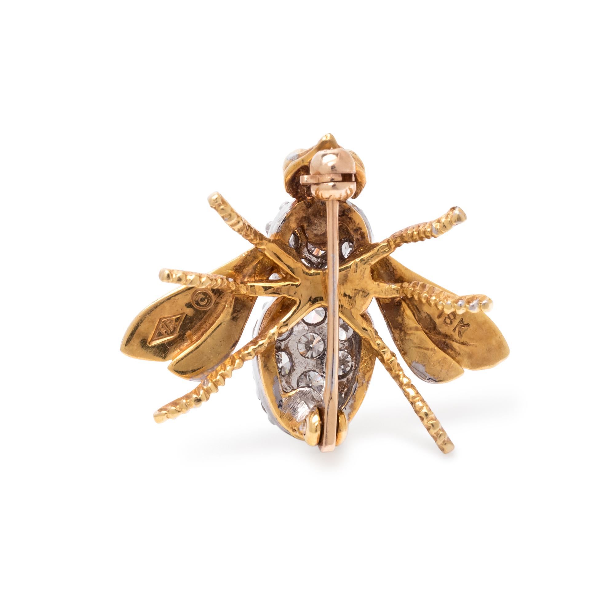 HERBERT ROSENTHAL, YELLOW GOLD AND DIAMOND BEE BROOCH