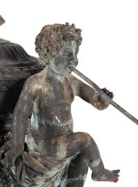 A Patinated Bronze Fountain Urn on Plinth