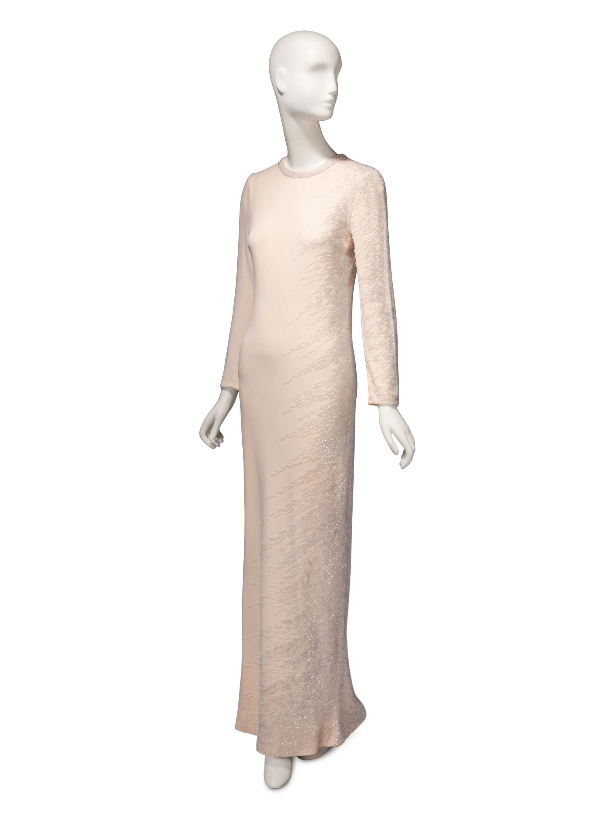 Guy Laroche Haute Couture, Beaded Cream Gown & Ostrich Cape