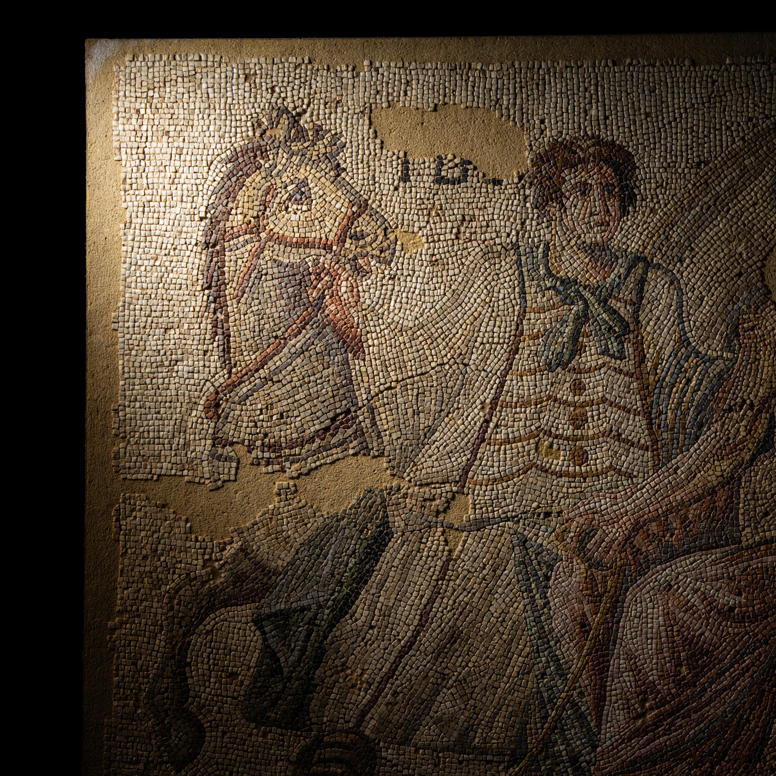 A Roman Mosaic Panel with Hippolytus and Phaedra