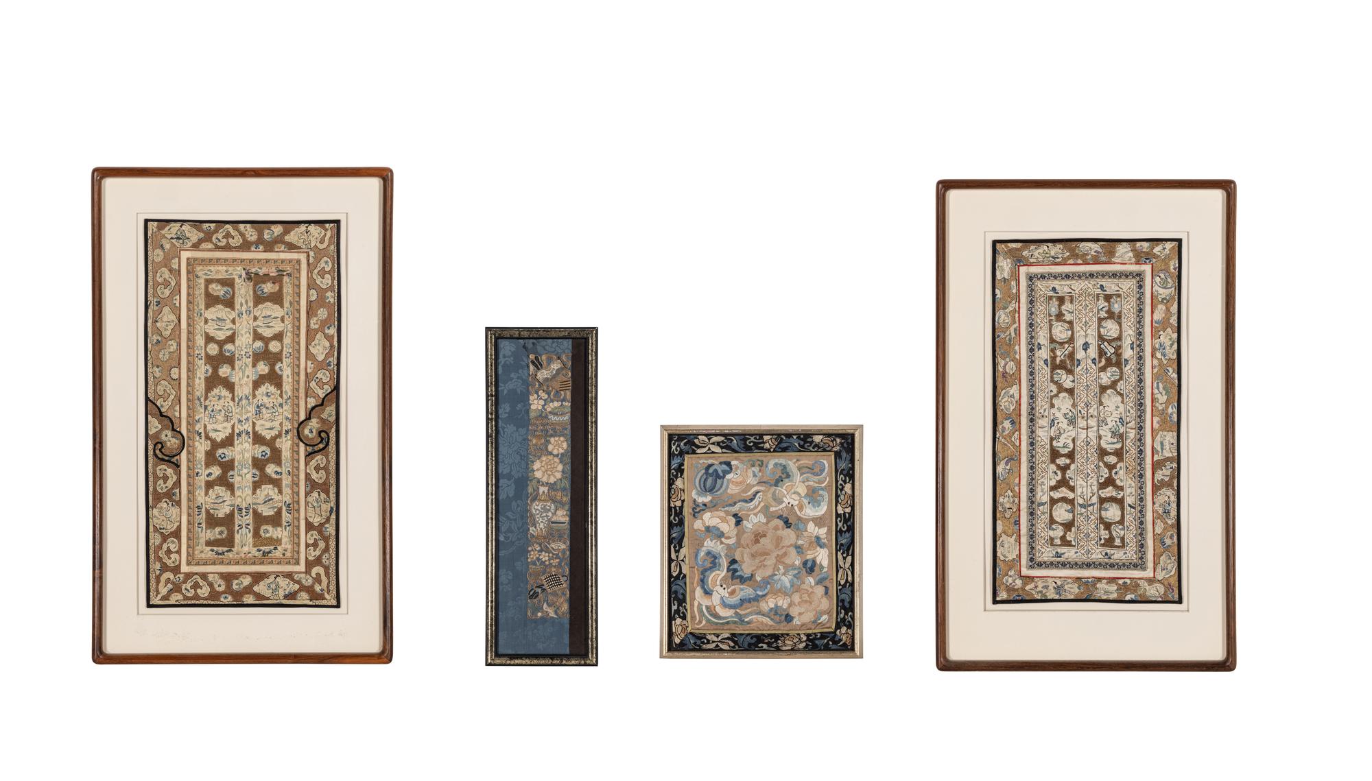 A Group of Chinese Embroidered Silk Panels