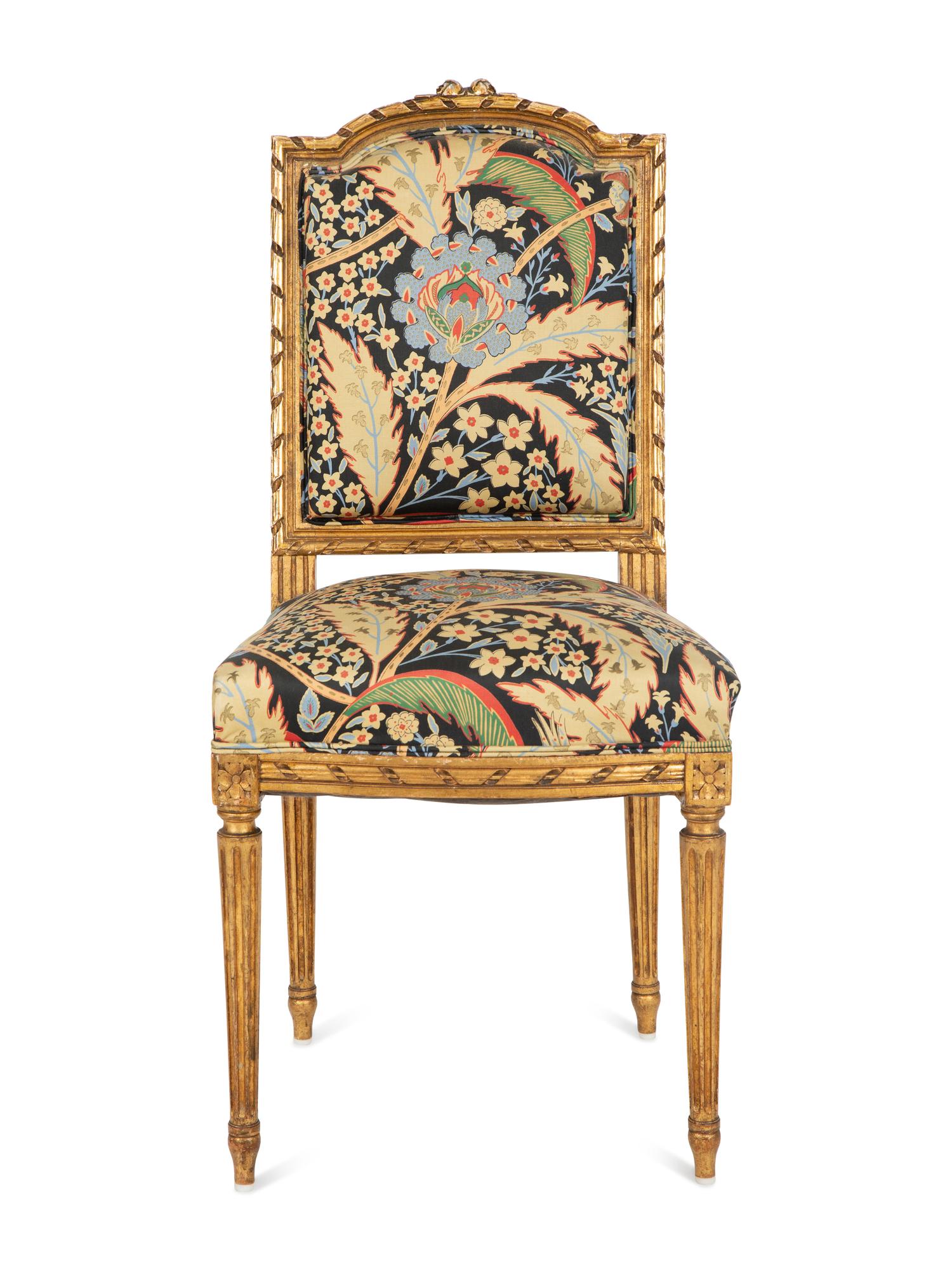 A Louis XVI Style Giltwood Side Chair