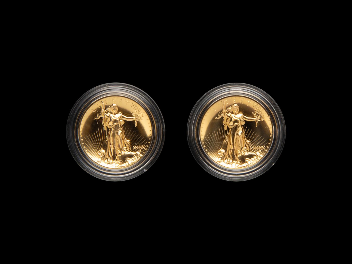Two 2009-W Ultra High Relief Gold Eagle $50 1 oz. Gold Coin
