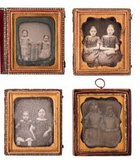 [EARLY PHOTOGRAPHY]. 32 sixth plate and quarter plate daguerreotypes of siblings, mostly sisters.