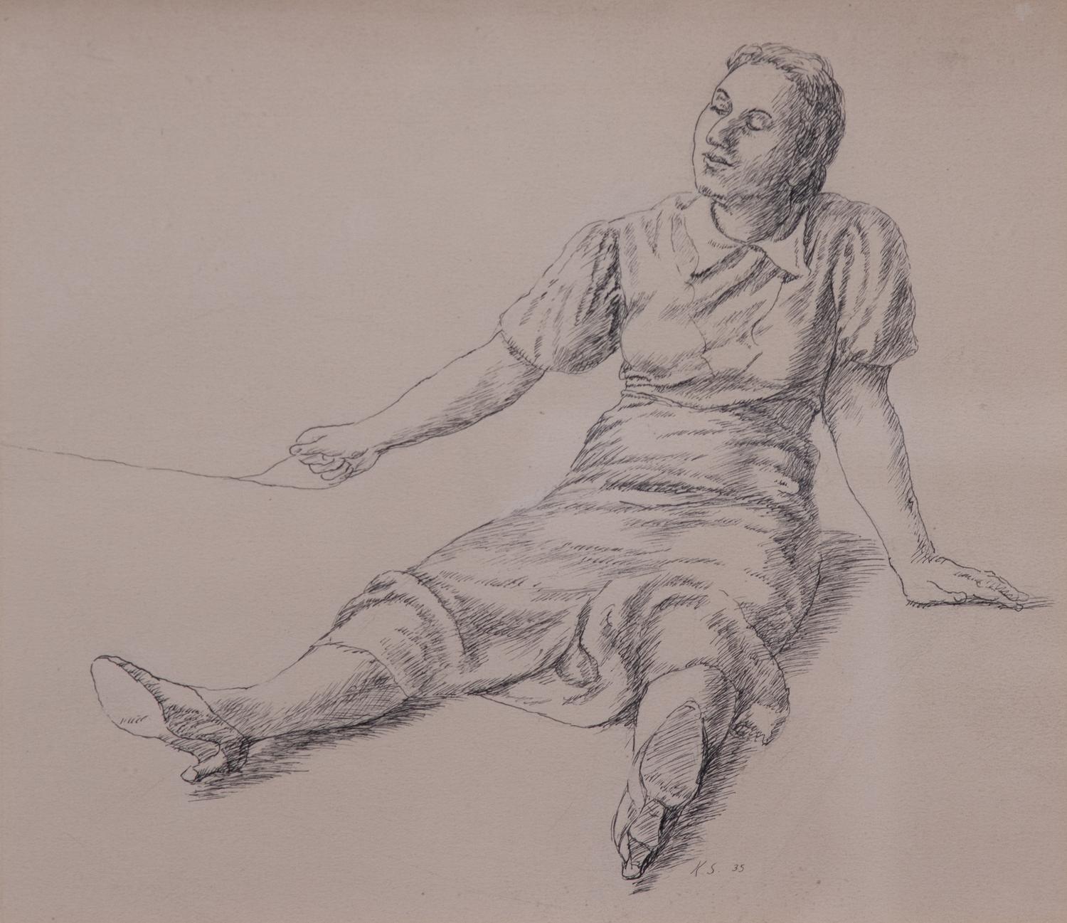 Katherine Schimdt, (American, 1898-1978) — Seated Woman Holding String, 1935