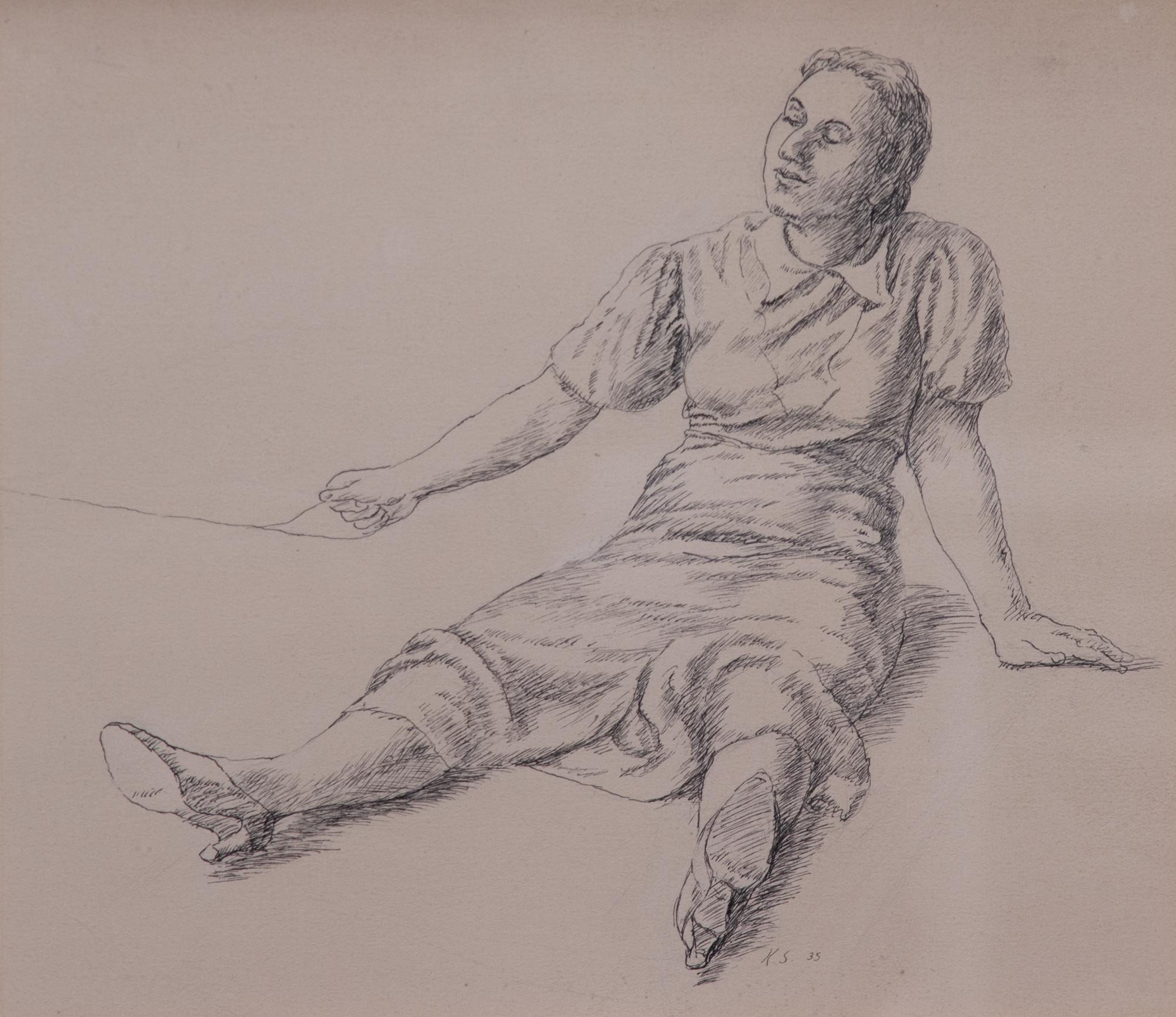 Katherine Schimdt, (American, 1898-1978) — Seated Woman Holding String, 1935