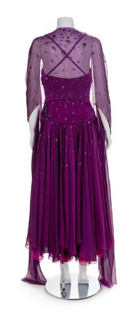 Two Draped and Beaded Chiffon Dresses, 1980-90s