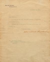 [Presidential] Roosevelt, Theodore. Typed letter, signed