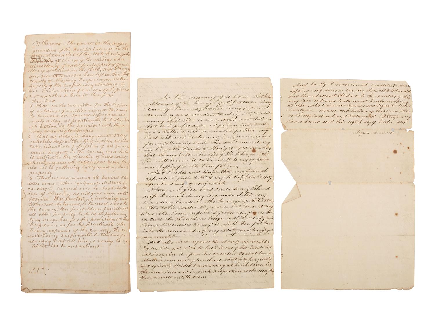 [CIVIL WAR] -- [RAILROAD]. The McAllister family archive, including papers of Captain Thompson McAllister, 27th Virginia Infantry, and his Union family members.