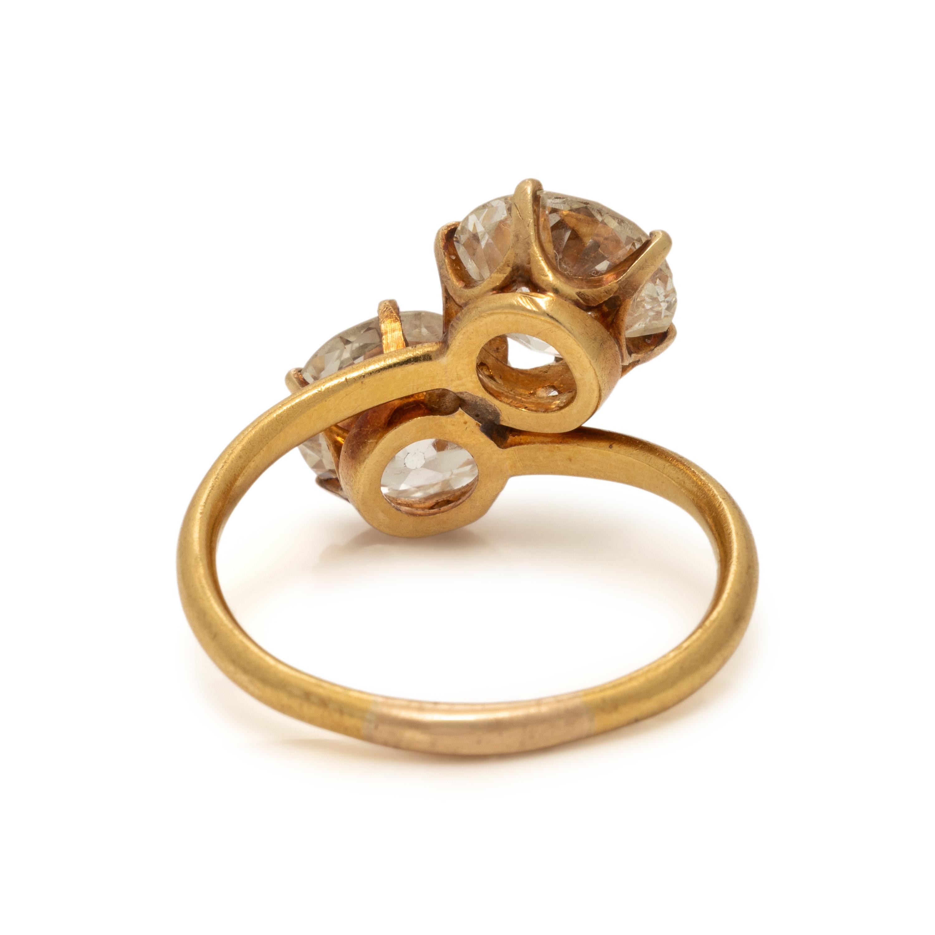 Diamond and Yellow Gold 'Toi et Moi' Ring