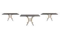 A Set of Three Crackle Glass and Stenciled Tables