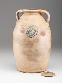 A Cobalt Script Decorated Six-Gallon Stoneware Jar