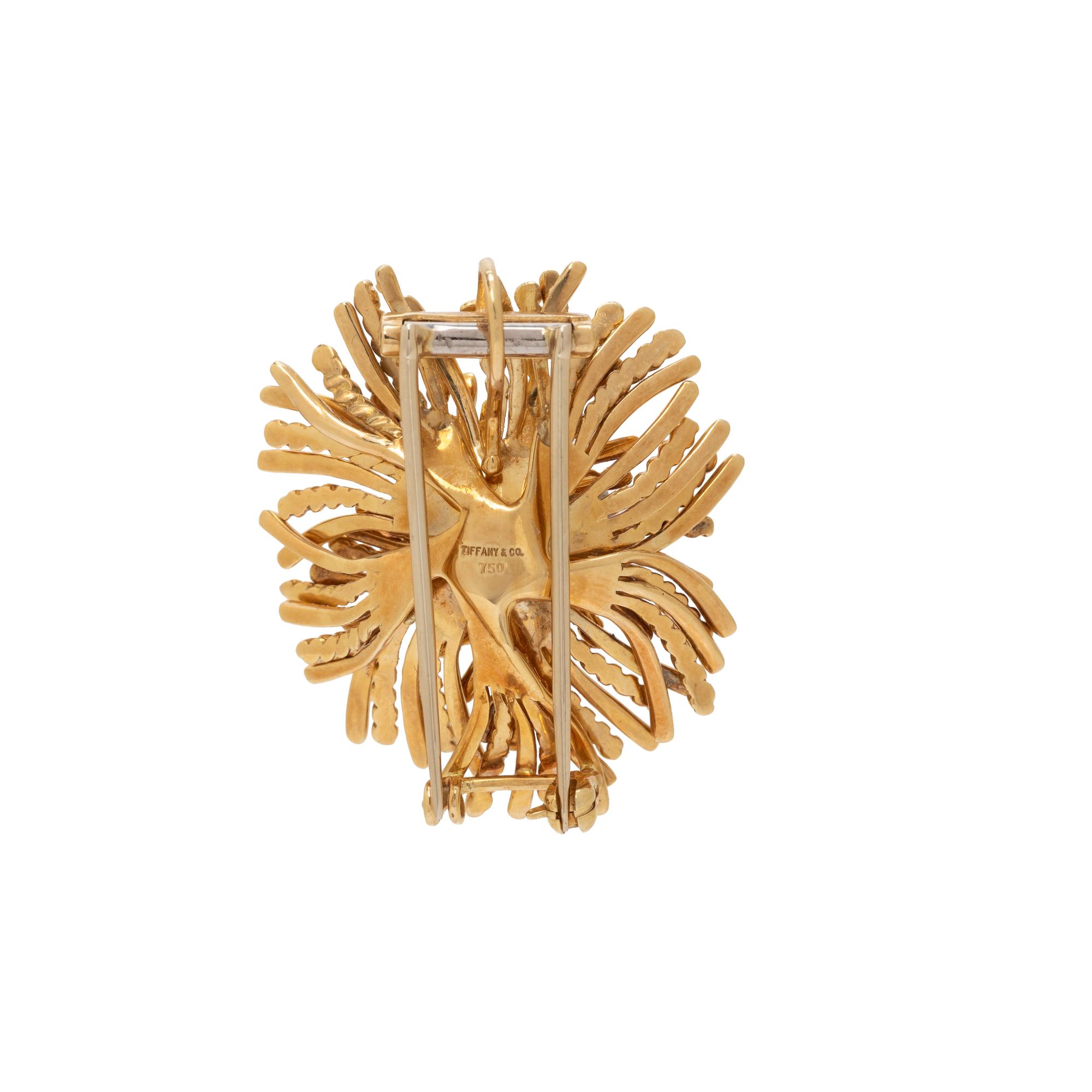 TIFFANY & CO., YELLOW GOLD 'SEA URCHIN' PENDANT/BROOCH
