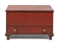 A Federal Red-Painted Blanket Chest