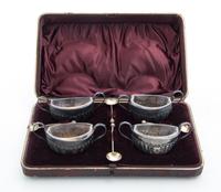 A Set of Four Victorian Silver Salts Length over handles 4 inches. — Thomas Hayes, Birmingham, Circa 1895