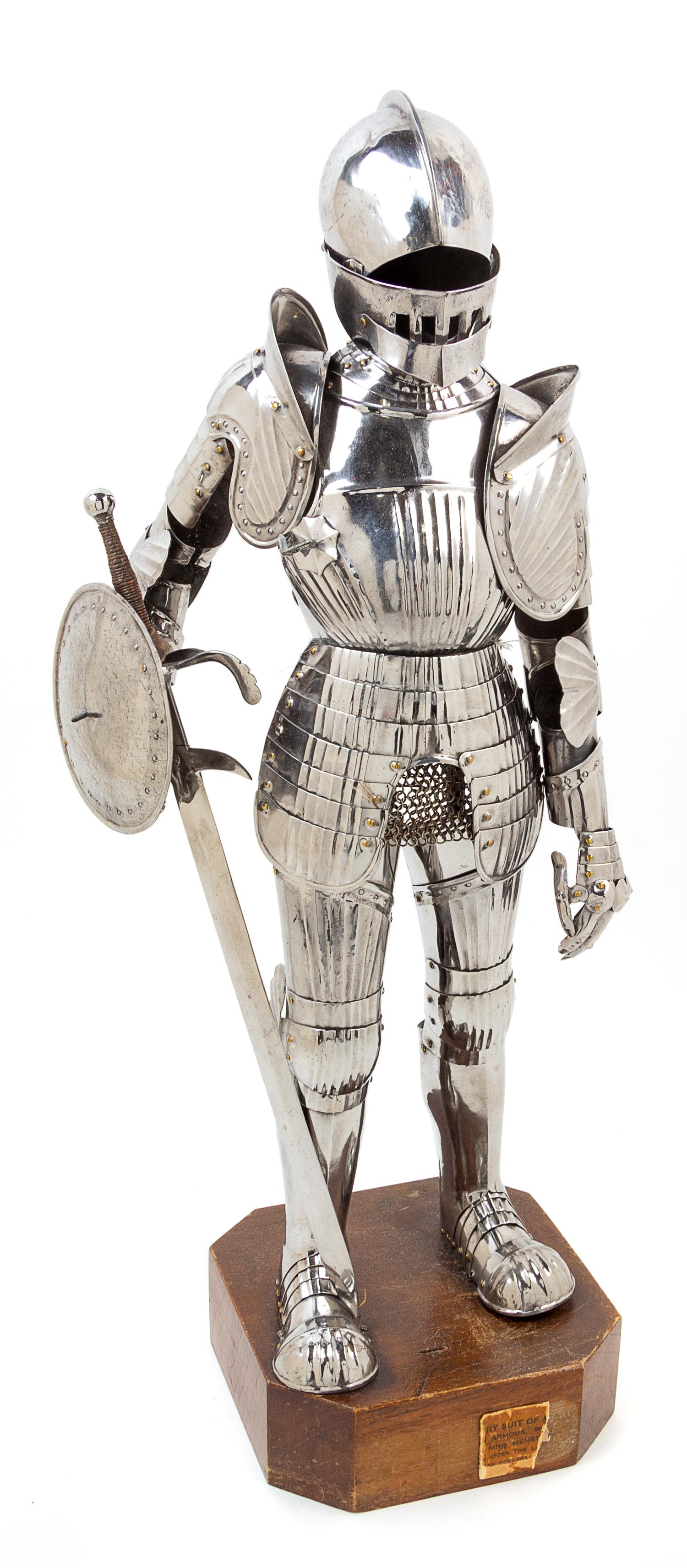 A Silvered Metal Model of a Suit of Armor Height 25 inches. — LATE 19TH/EARLY 20TH CENTURY