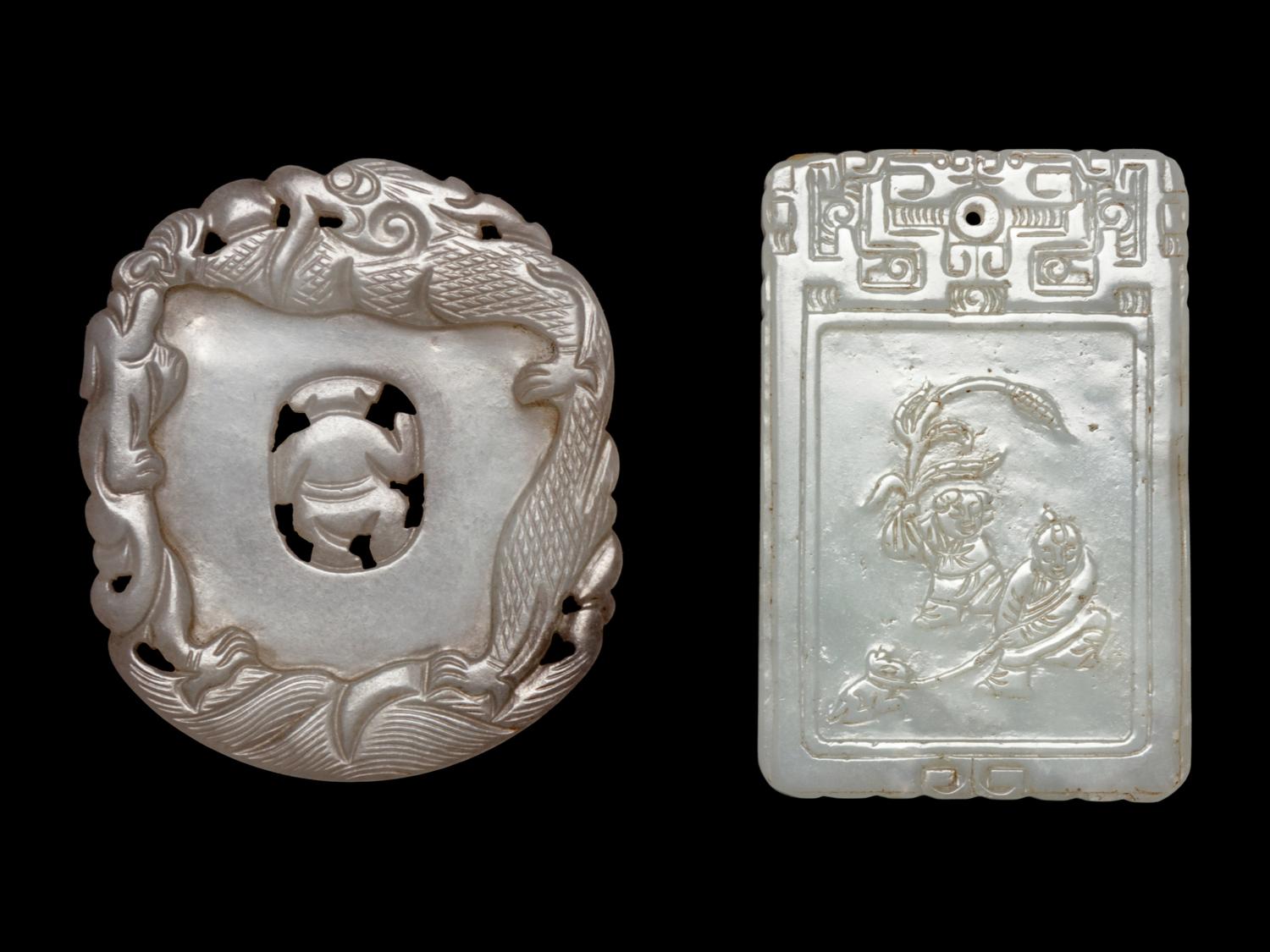 Two Incised Jade Plaques