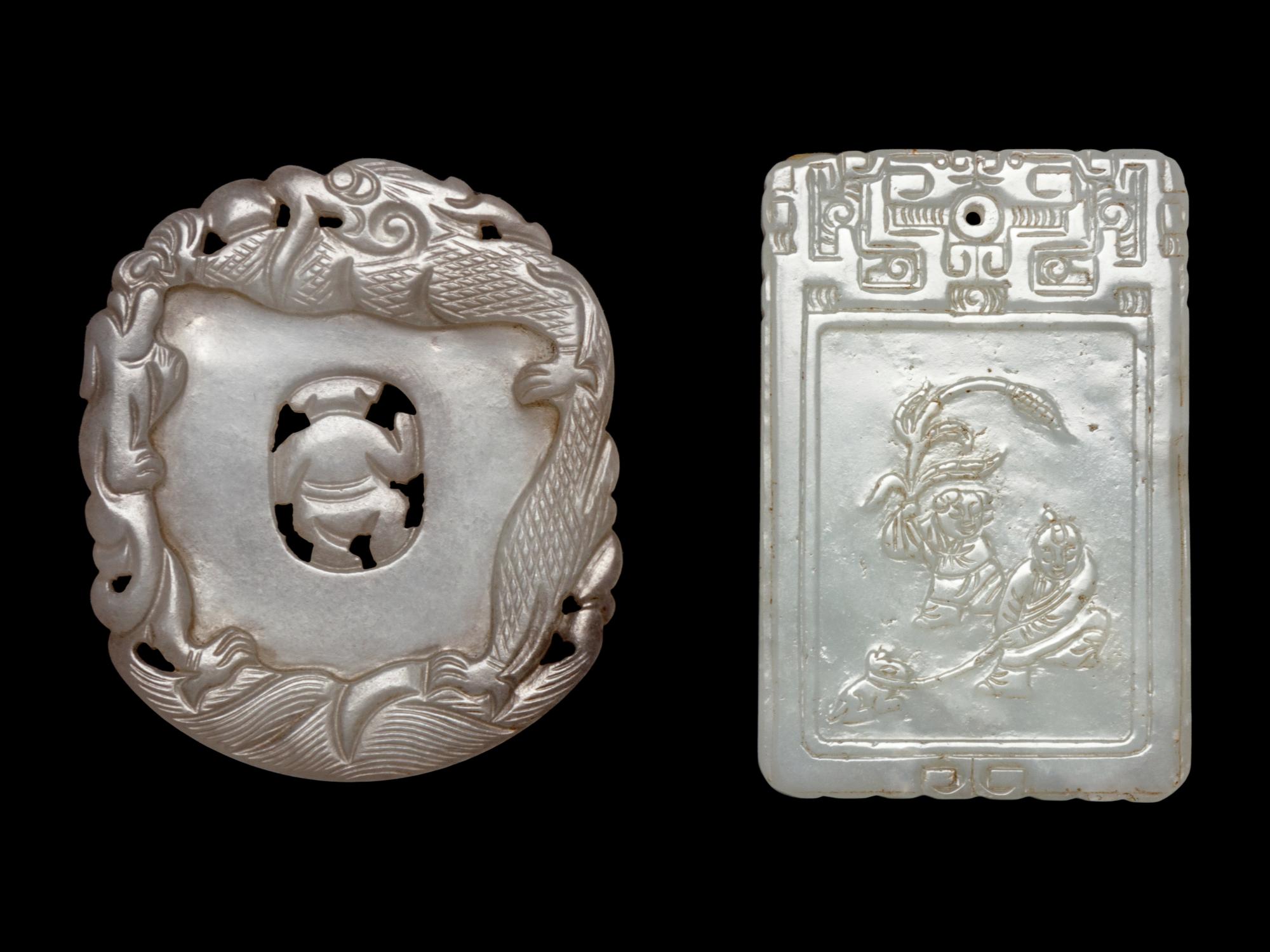 Two Incised Jade Plaques