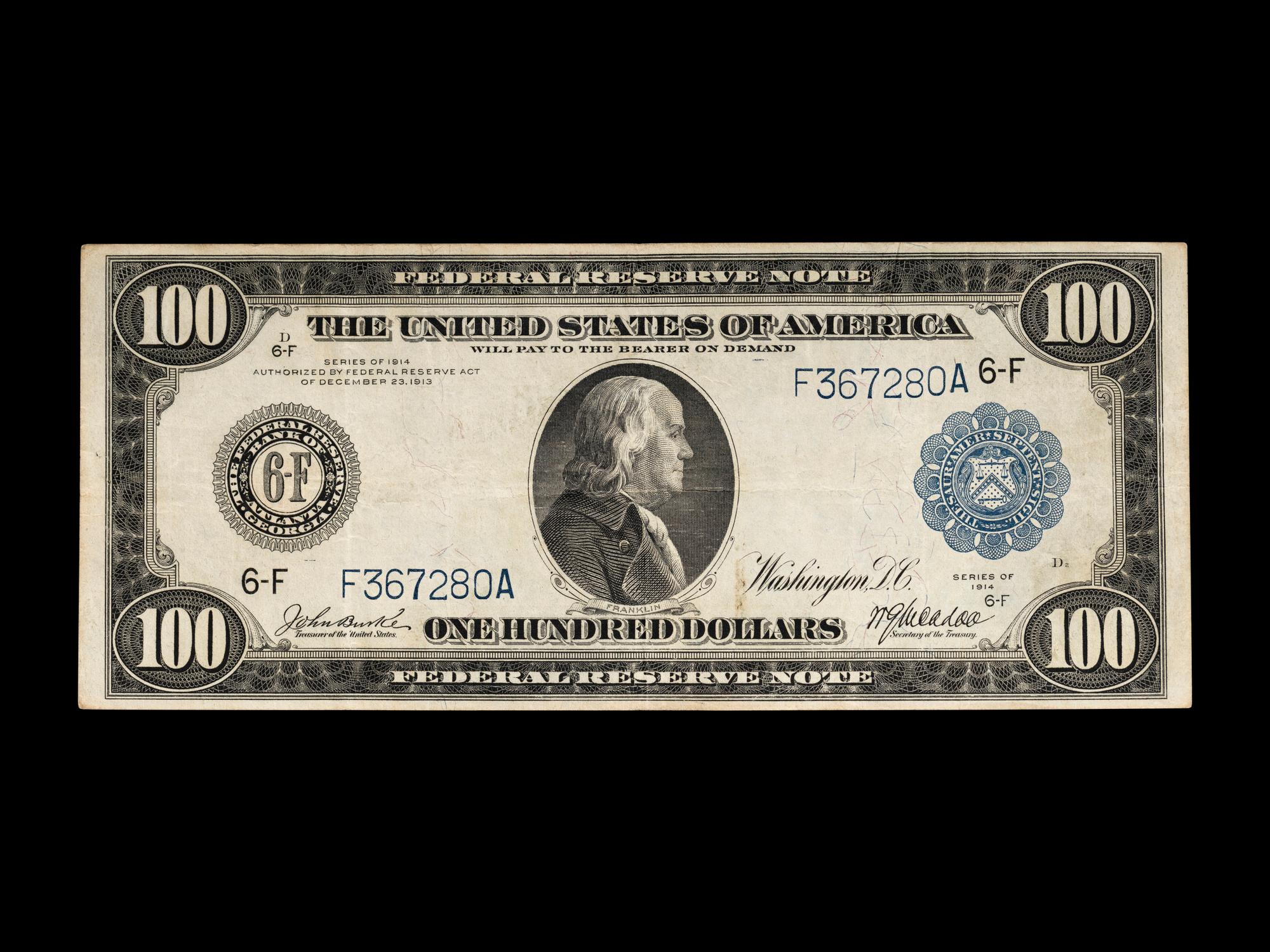 A Series 1914 $100 Federal Reserve Note [Fr. 1128]