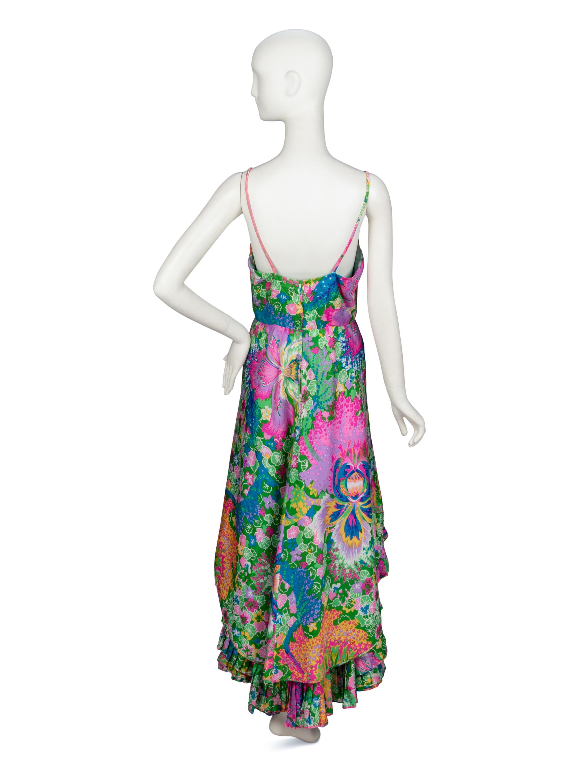 FLORAL-PRINT SILK SUNDRESS, 1960's