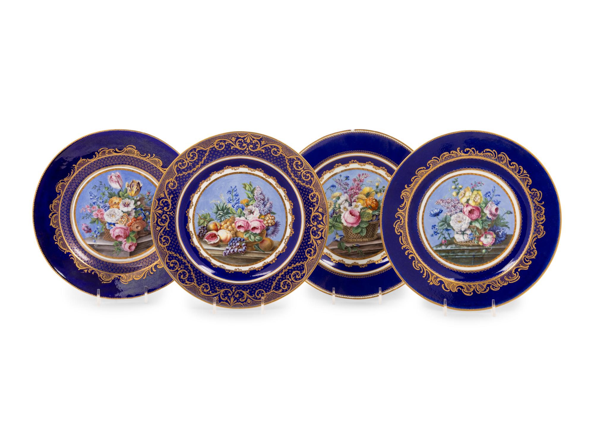 A Group of Four Sèvres Porcelain Plates