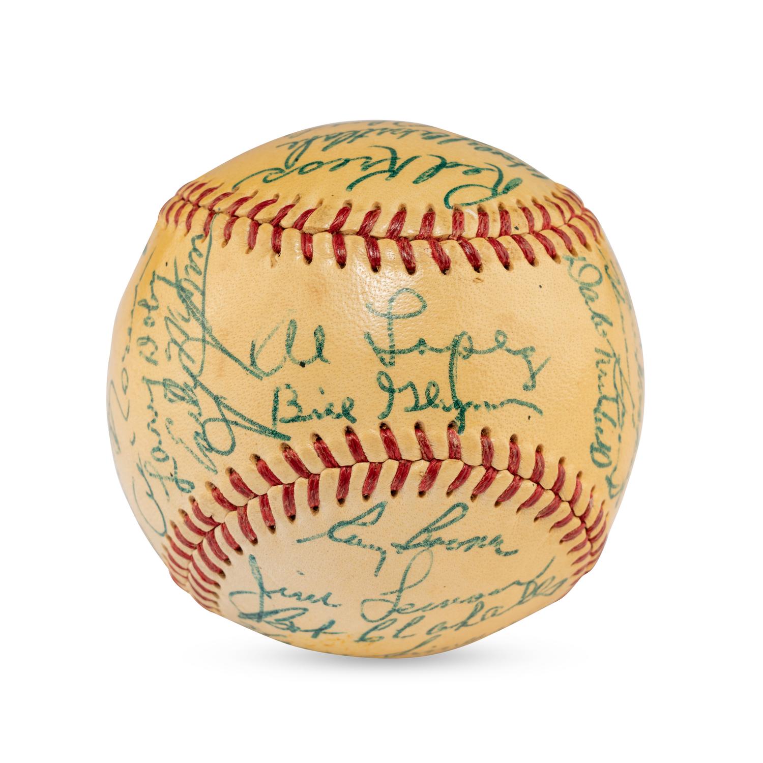 A 1953 Cleveland Indians Team Signed Autograph Baseball Featuring Multiple Hall of Famers (JSA Letter of Authenticity),