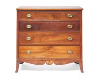 A Federal Inlaid Walnut Chest of Drawers, Circa 1800