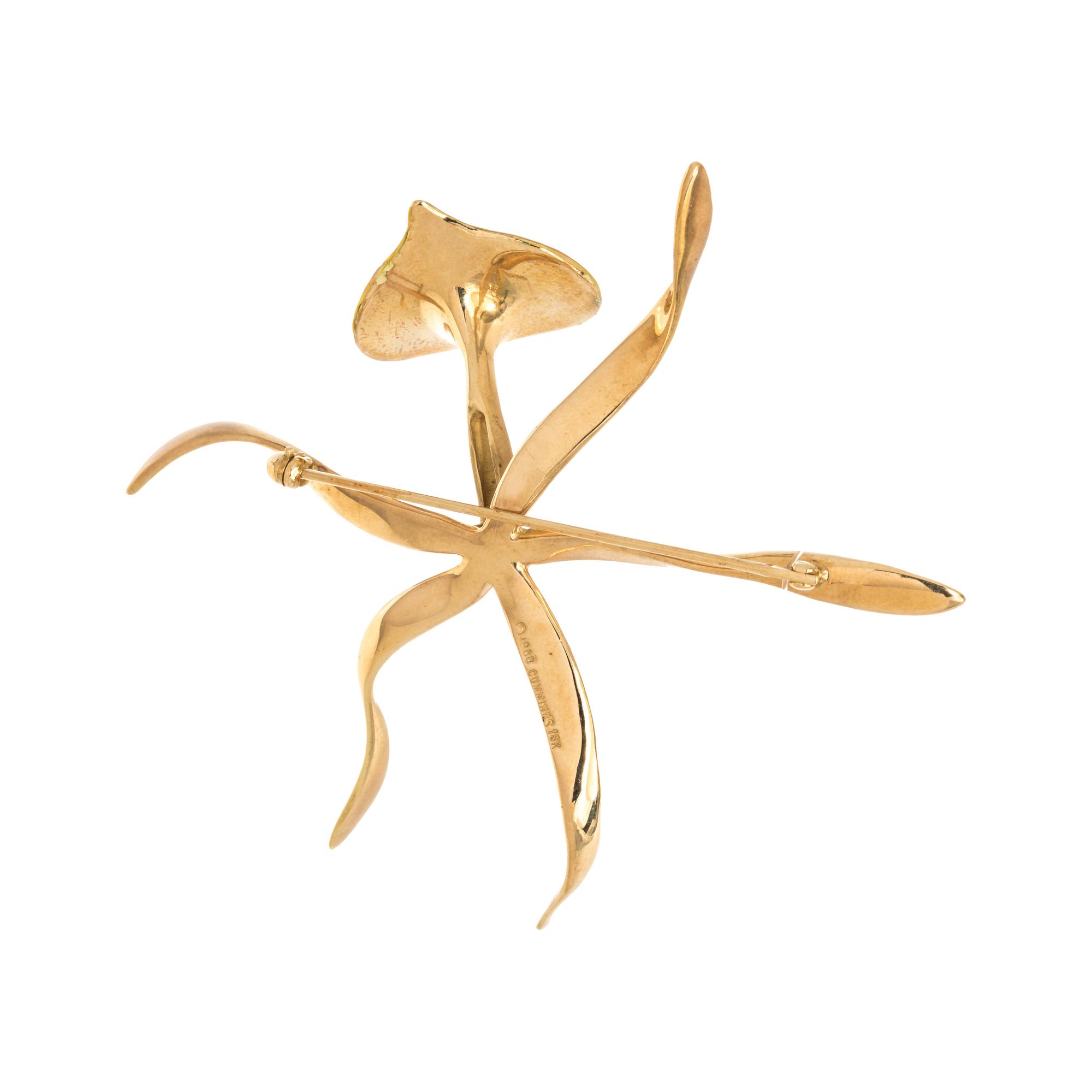 ANGELA CUMMINGS, YELLOW GOLD AND ENAMEL ORCHID BROOCH