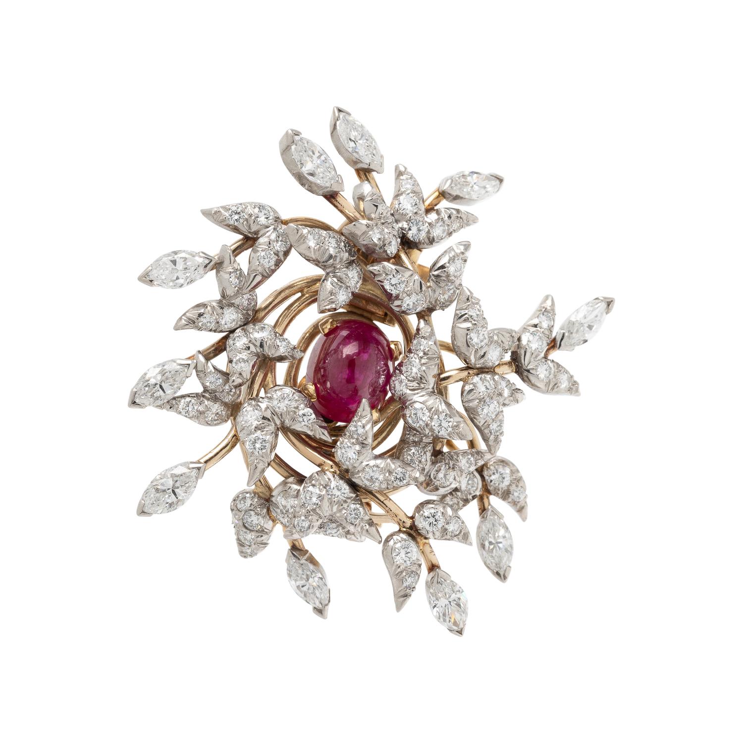TIFFANY & CO., SCHLUMBERGER, RUBY AND DIAMOND BROOCH