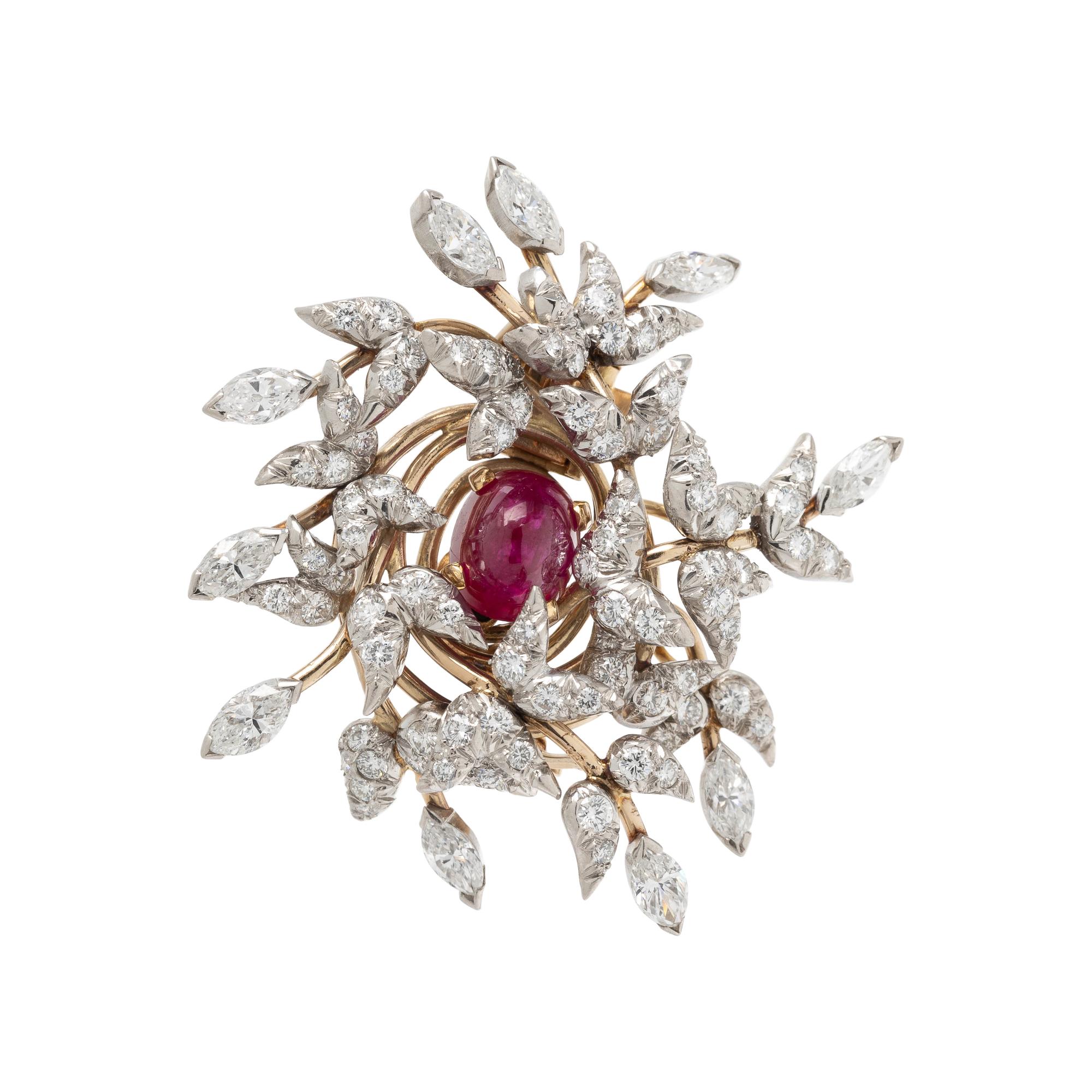 TIFFANY & CO., SCHLUMBERGER, RUBY AND DIAMOND BROOCH