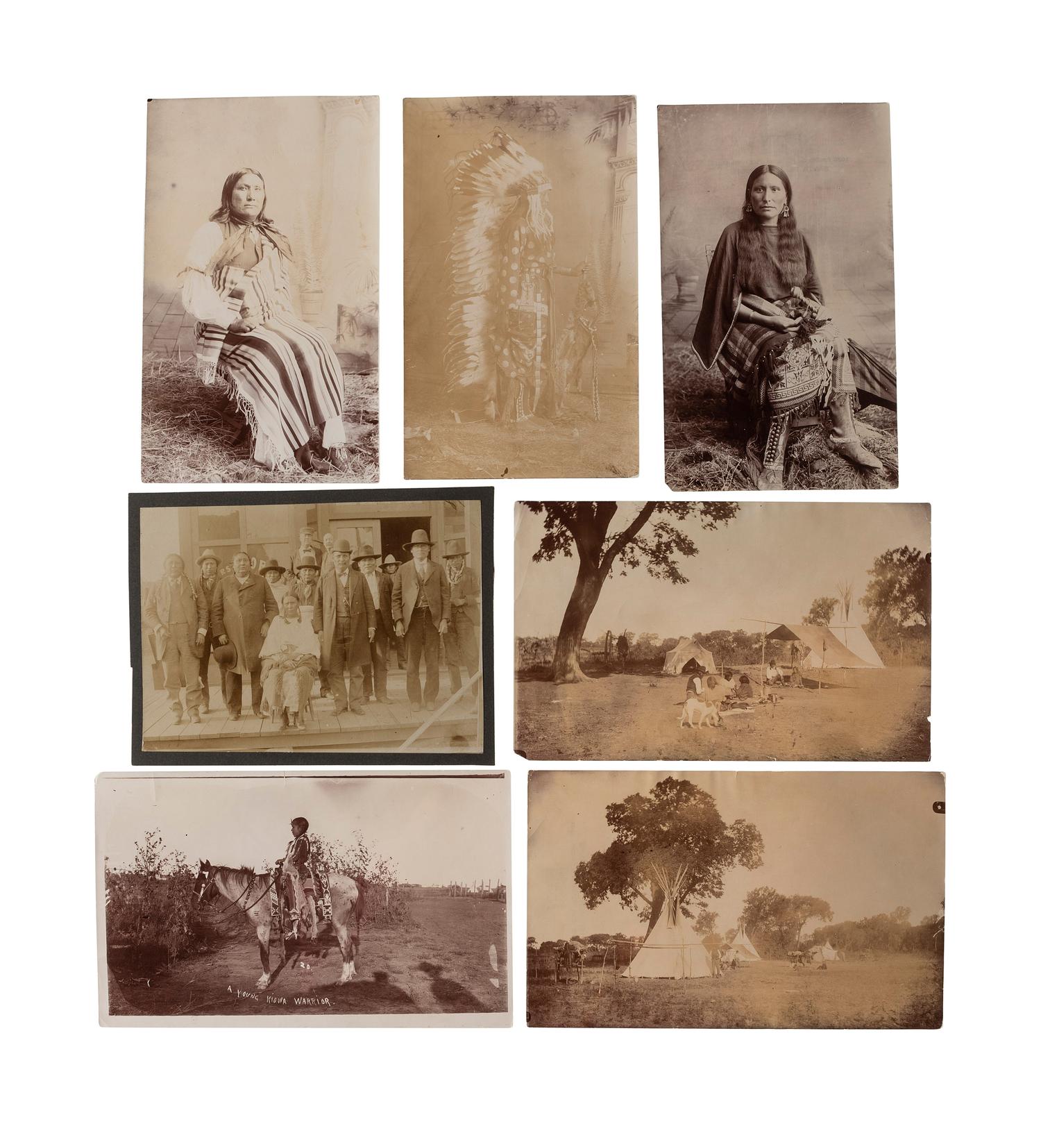 [NATIVE AMERICANS]. [LENNY & SAWYERS, photographers, attributed]. An exceptional group of 30 silver gelatin photographs of Kiowa. Ca 1890s.