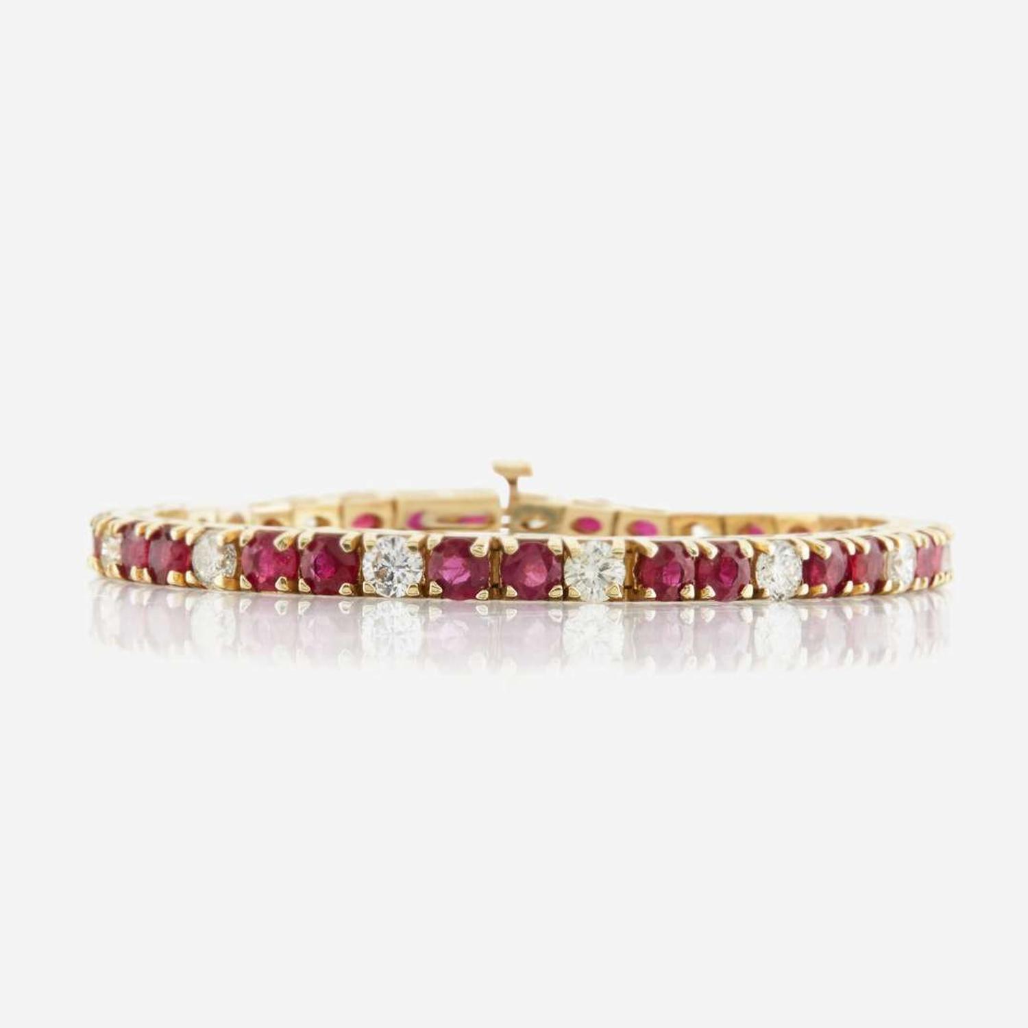 A ruby, diamond, and gold bracelet