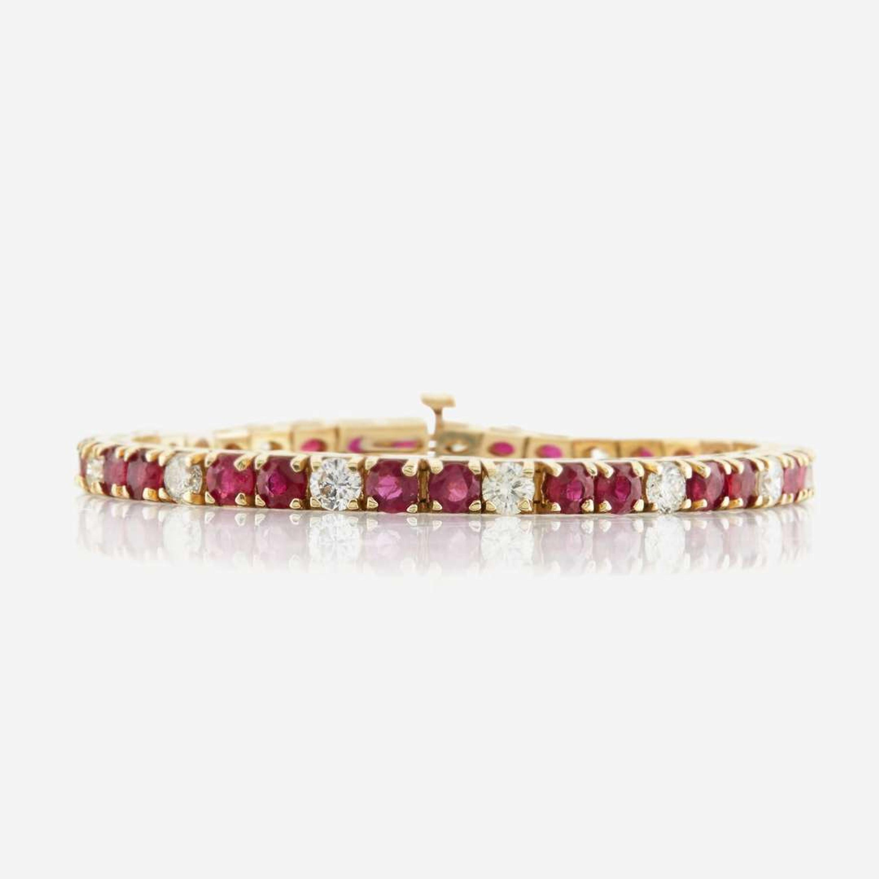 A ruby, diamond, and gold bracelet