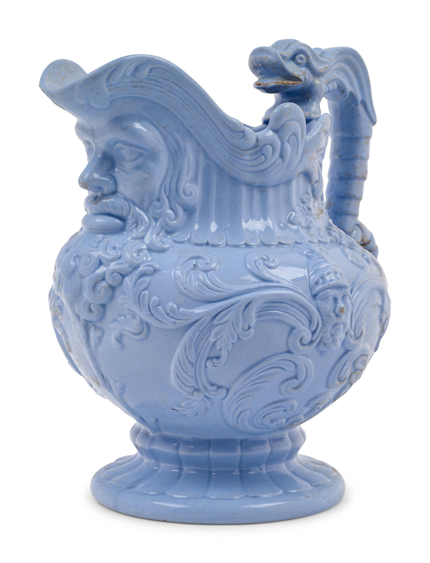 An English Blue-Glazed Stoneware Pitcher