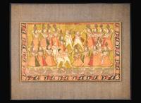 An Indian Pichwai depicting Gopis and Cowherds, 19th century or earlier, Gopis與牛群 十九世紀或更早